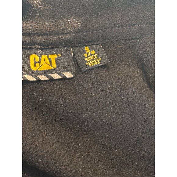 CAT boys Black Fleece Vest With Zipper Closure & Pockets S 7/8 - Picture 3 of 5